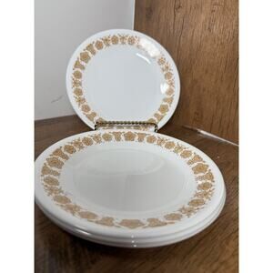 Vintage Corelle BUTTERFLY GOLD Lot of 4 Bread & Butter /Dessert Plates 6 3/4"